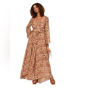 Misa Los Angeles Floral Maxi Dress - Brown and Cream